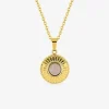 Collier fantaisie acier doré, chaine forçat et pendentif cristal rose synthétique SO OR