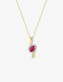 Collier fantaisie bicolore or 375‰, rubis et oxyde de zirconium SO OR