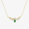 Collier fantaisie émeraude, oxydes de zirconium, or jaune 375‰ et rhodium SO OR