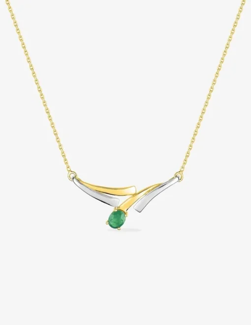 Collier fantaisie or 750‰ bicolore émeraude SO OR