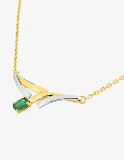 Collier fantaisie or 750‰ bicolore émeraude SO OR