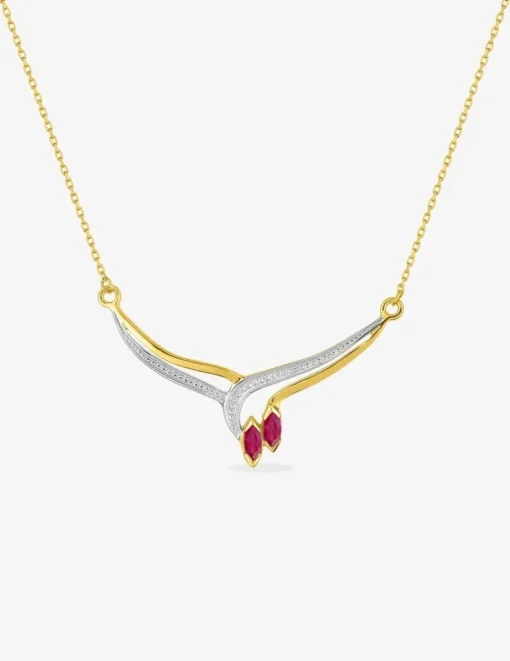 Collier fantaisie or 375‰, rubis et oxyde de zirconium SO OR