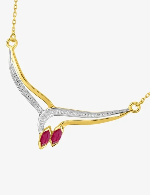 Collier fantaisie or 375‰, rubis et oxyde de zirconium SO OR