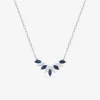 Collier fantaisie or blanc 375 ‰, saphir, oxyde de zirconium SO OR