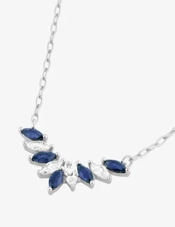 Collier fantaisie or blanc 375 ‰, saphir, oxyde de zirconium SO OR