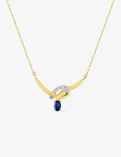 Collier fantaisie or jaune 375 ‰ saphir et rhodium SO OR