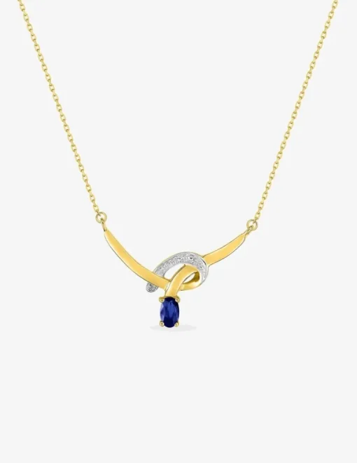 Collier fantaisie or jaune 375 ‰ saphir et rhodium SO OR
