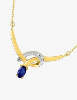 Collier fantaisie or jaune 375 ‰ saphir et rhodium SO OR