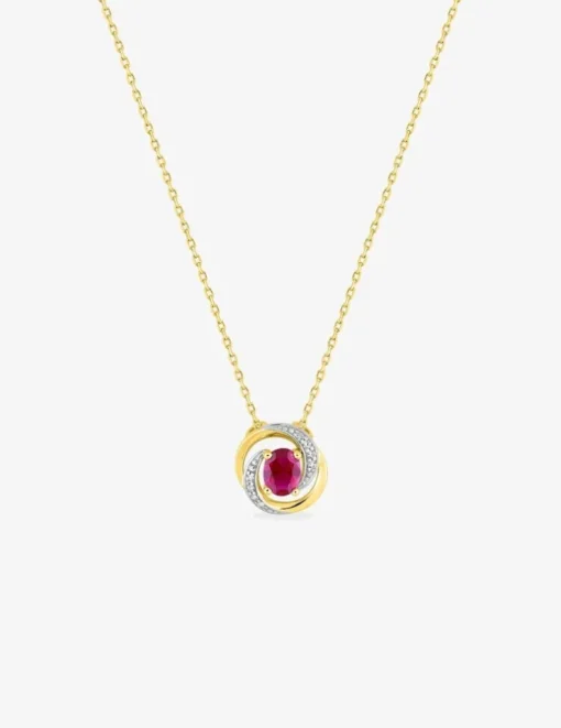Collier fantaisie or jaune 375 ‰ rubis, oxyde de zirconium et rhodium SO OR