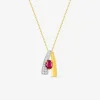 Collier fantaisie or jaune 375 ‰ rubis, oxyde de zirconium, rhodium SO OR