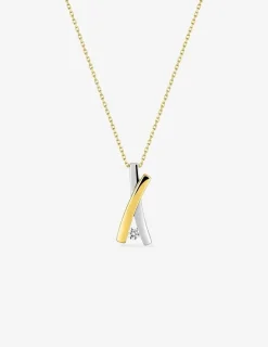 Collier fantaisie or jaune 375 ‰, rhodium et oxyde de zirconium SO OR