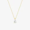 Collier fantaisie or jaune 375 ‰ et oxyde de zirconium forme poire SO OR