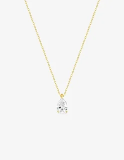 Collier fantaisie or jaune 375 ‰ et oxyde de zirconium forme poire SO OR