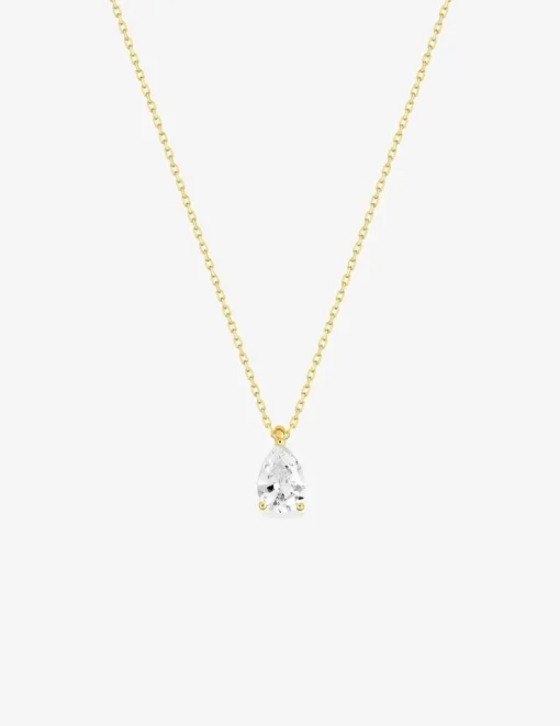Collier fantaisie or jaune 375 ‰ et oxyde de zirconium forme poire SO OR