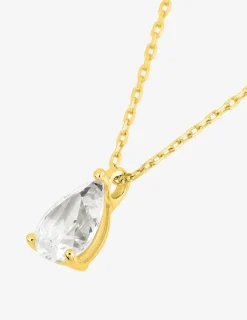 Collier fantaisie or jaune 375 ‰ et oxyde de zirconium forme poire SO OR
