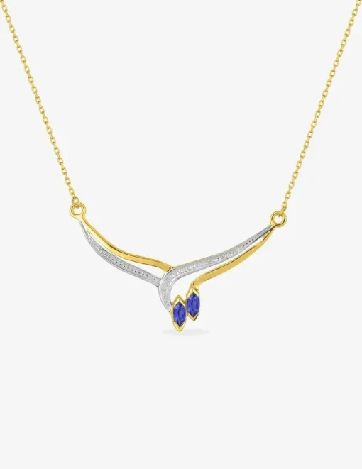 Collier fantaisie or jaune 375‰, rhodium et saphirs SO OR