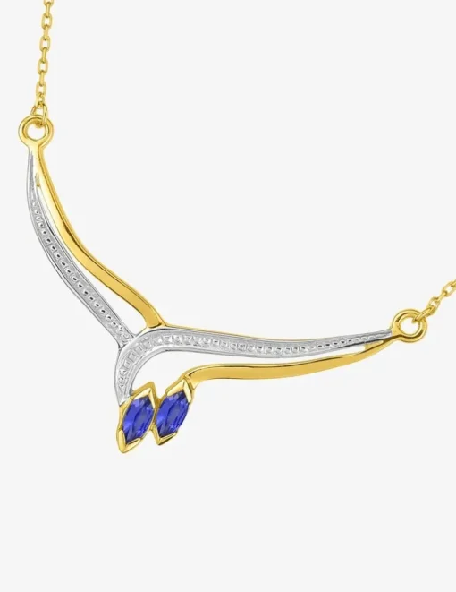 Collier fantaisie or jaune 375‰, rhodium et saphirs SO OR