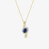 Collier fantaisie saphir, oxydes de zirconium, or jaune 375‰ et rhodium SO OR