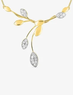 Collier feuilles plaqué or oxydes de zirconium et rhodium SO OR