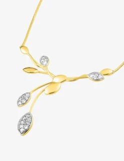 Collier feuilles plaqué or oxydes de zirconium et rhodium SO OR