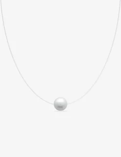 Collier fil nylon argent 925‰ rhodié et perle 6 mm SO OR