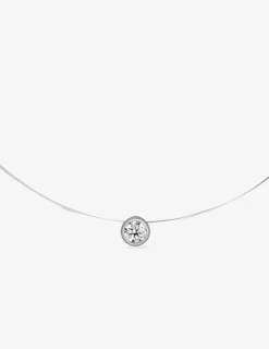 Collier fil nylon argent 925‰ rhodié et oxyde de zirconium 5,5 mm serti clos SO OR