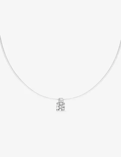 Collier fil nylon argent 925 ‰ rhodié avec oxyde de zirconium 4 mm SO OR