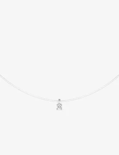 Collier fil nylon argent 925 ‰ rhodié avec oxyde de zirconium 3 mm SO OR