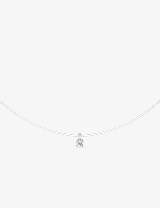 Collier fil nylon argent 925 ‰ rhodié avec oxyde de zirconium 3 mm SO OR