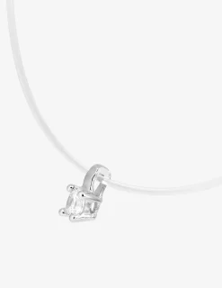 Collier fil nylon argent 925 ‰ rhodié avec oxyde de zirconium 3 mm SO OR
