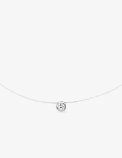 Collier fil nylon argent 925‰ rhodié et oxyde de zirconium blanc SO OR