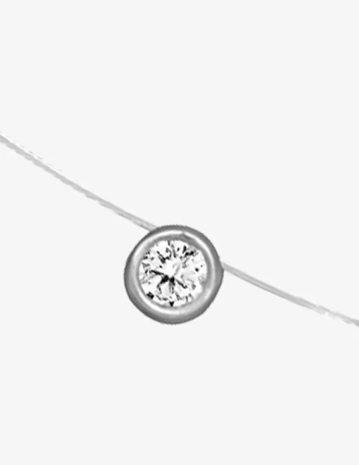 Collier fil nylon argent 925 ‰ rhodié avec oxyde de zirconium 42 cm SO OR