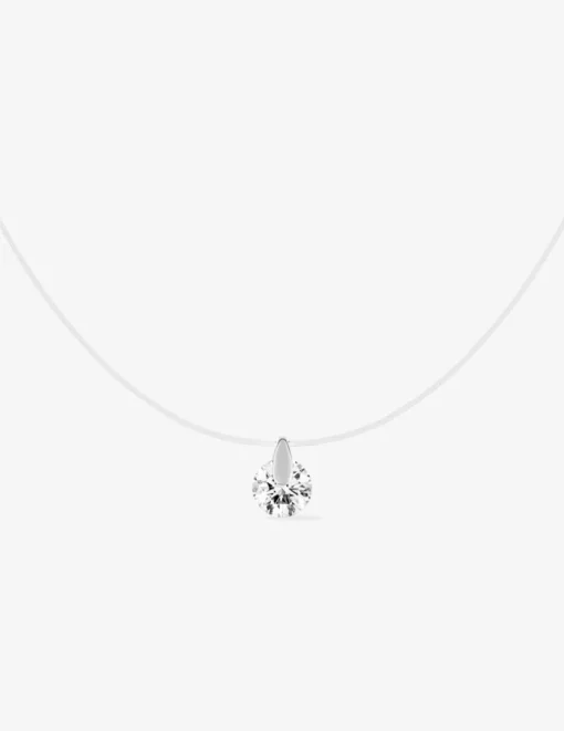 Collier fil nylon avec oxyde percé serti sur or blanc 375 ‰ SO OR