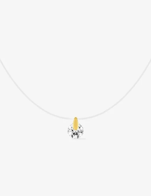 Collier fil nylon avec oxyde percé serti sur or jaune 375 ‰ SO OR