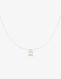 Collier fil nylon et or jaune 375‰ et perle 4 mm SO OR