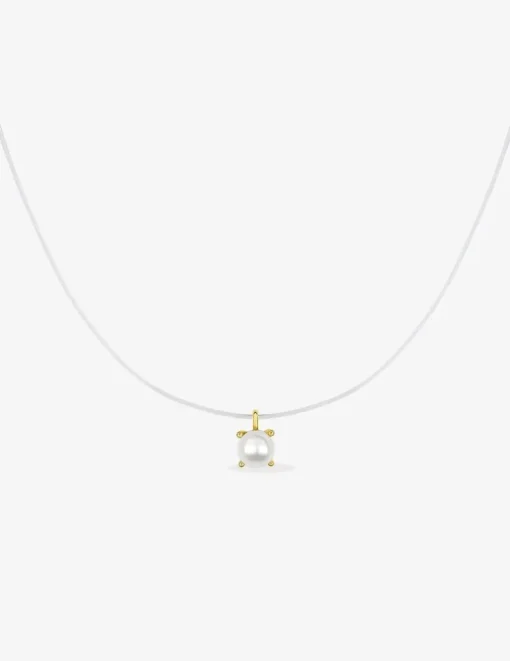 Collier fil nylon et or jaune 375‰ et perle 4 mm SO OR