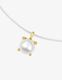 Collier fil nylon et or jaune 375‰ et perle 4 mm SO OR