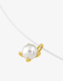 Collier fil nylon plaqué or et perle d'imitation 4 mm SO OR