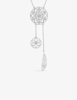 Collier fleur et plume argent 925‰ rhodié SO OR