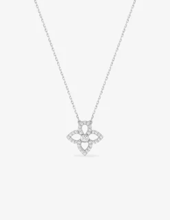 Collier fleur or blanc 375‰ et oxydes de zirconium SO OR
