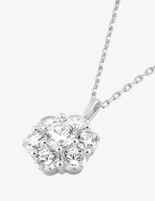 Collier fleuri argent 925‰ rhodié et oxydes de zirconium SO OR