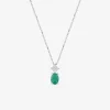 Collier géométrique en or blanc 375‰, émeraude et oxydes de zirconium SO OR