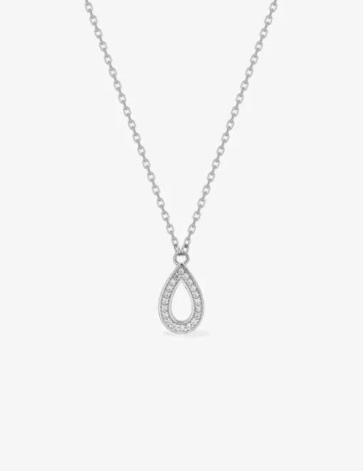 Collier goutte ajourée argent 925‰ rhodié et oxydes de zirconium SO OR