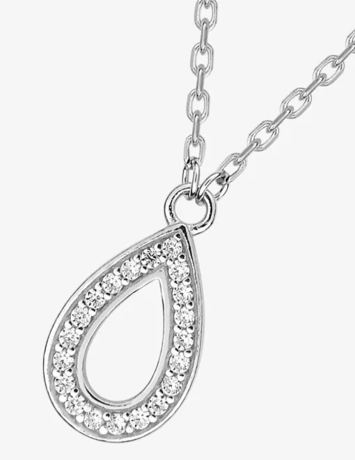 Collier goutte ajourée argent 925‰ rhodié et oxydes de zirconium SO OR