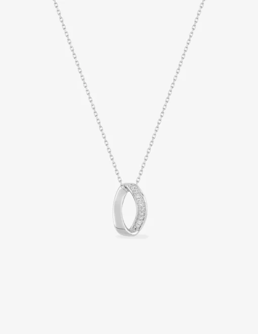 Collier goutte en or blanc 375‰ et oxydes de zirconium SO OR