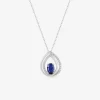 Collier goutte or blanc 375‰, saphir et oxyde de zirconium SO OR