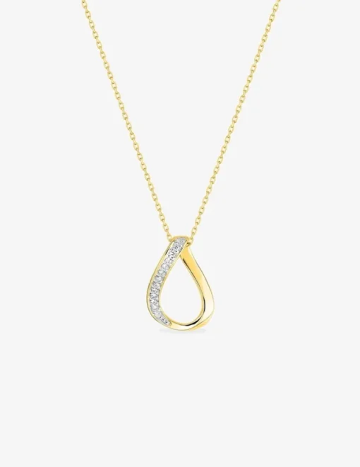 Collier goutte or jaune 375‰, rhodium et oxydes de zirconium SO OR