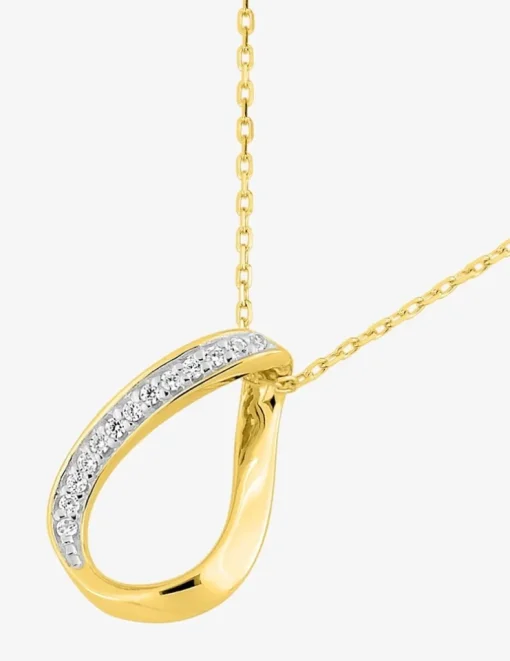 Collier goutte or jaune 375‰, rhodium et oxydes de zirconium SO OR