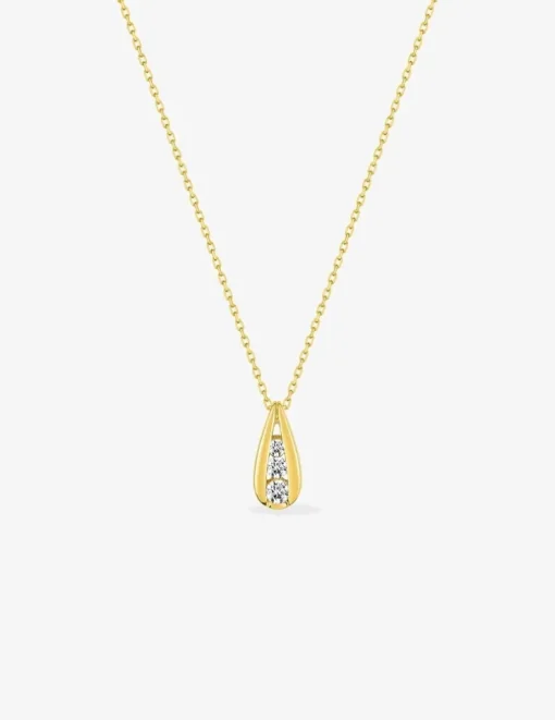 Collier goutte Trilogie or jaune 375 ‰ et oxydes de zirconium SO OR