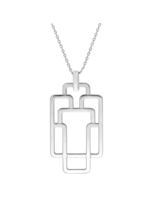 Collier graphique en argent 925 ‰ rhodié SO OR